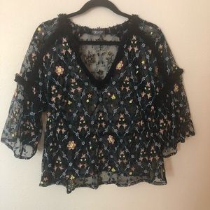 Topshop Embroidered Top